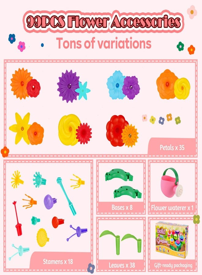 FUNZBO 99pcs Flower Garden Building Toys Set - Spring Toys for 3 4 5 6 7 8 9 Years Old Girls, STEM Montessori Educational Toys for Toddlers Kids,Sorting & Stacking Toy for Birthday Gifts - Image 4